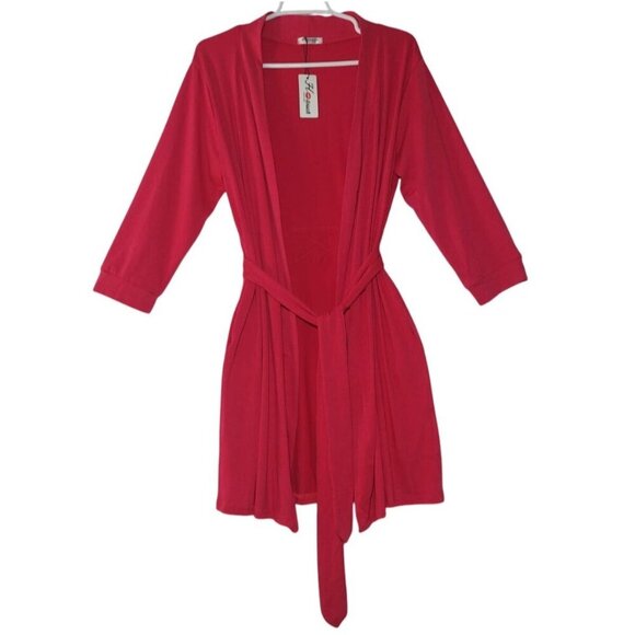 Red Hotouch Womens Open Front Cardigan With Belt & 3/4 Sleeves. NWT - Picture 3 of 8